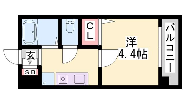ビーフォレスト姫路イースト(1K/3階)の間取り写真