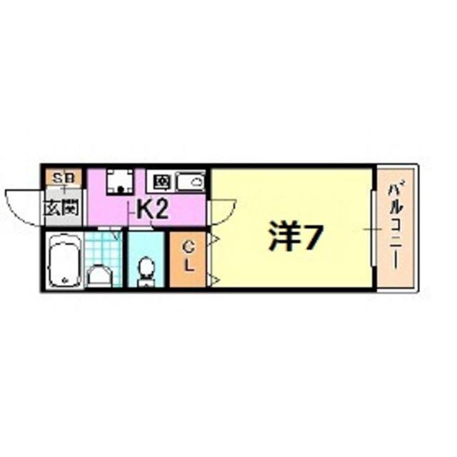 長田山手ガーデンズ(1K/1階)の間取り写真
