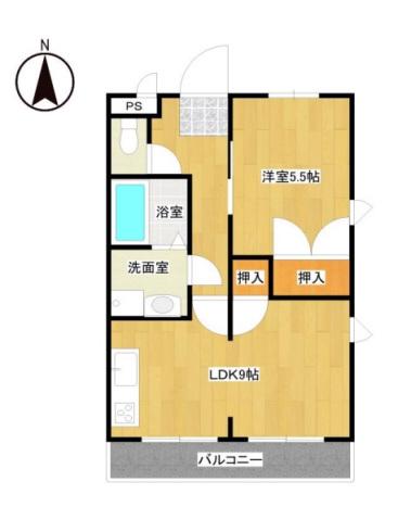 マンション吉野(1LDK/2階)の間取り写真