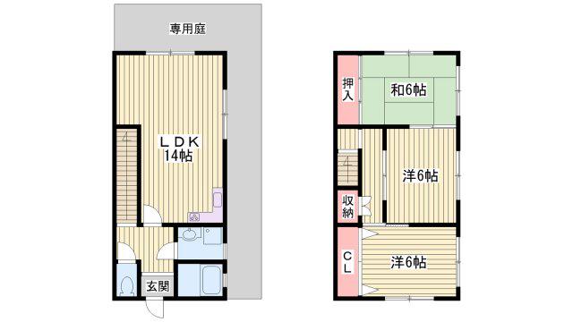 ハウス稲文II(3LDK/1階)の間取り写真