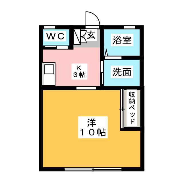 モアハウス磐田(1K/1階)の間取り写真