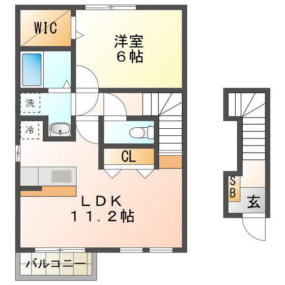 ノーススリー利平治 A棟(1LDK/2階)の間取り写真