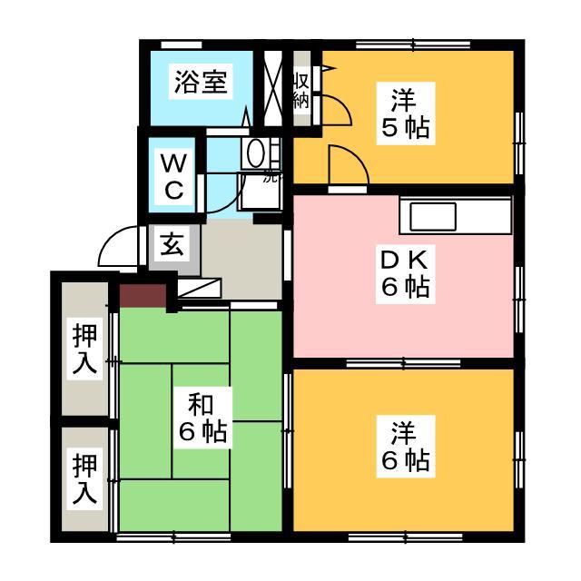 メゾンアデュスタム(3DK/1階)の間取り写真
