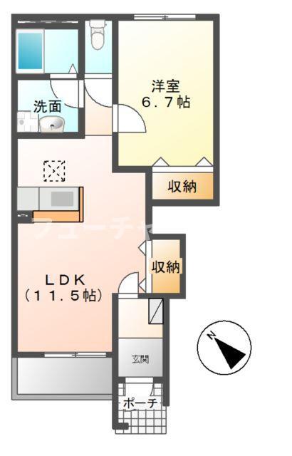 アイレクス(1LDK/1階)の間取り写真