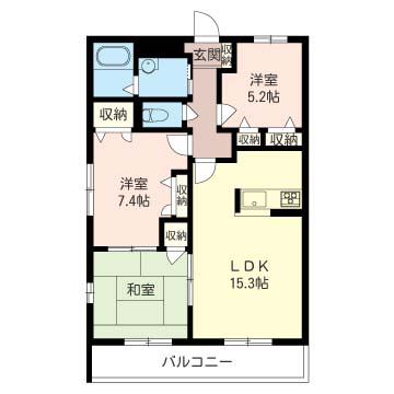 エテルノ弥勒寺(3LDK/2階)の間取り写真
