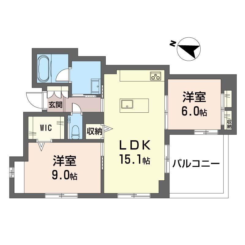 ルルブラン(2LDK/1階)の間取り写真