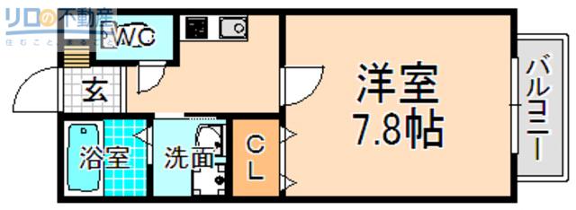 ディーフレア南本町(1K/1階)の間取り写真