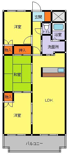 メゾンドロゼ(3LDK/1階)の間取り写真