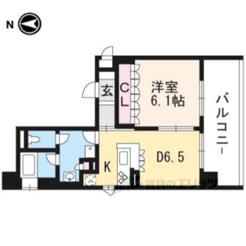 リーガル京都聖護院(1DK/3階)の間取り写真