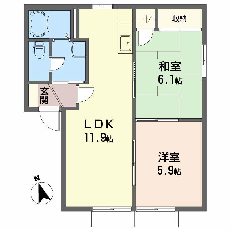 ハウスセレーノ(2LDK/1階)の間取り写真
