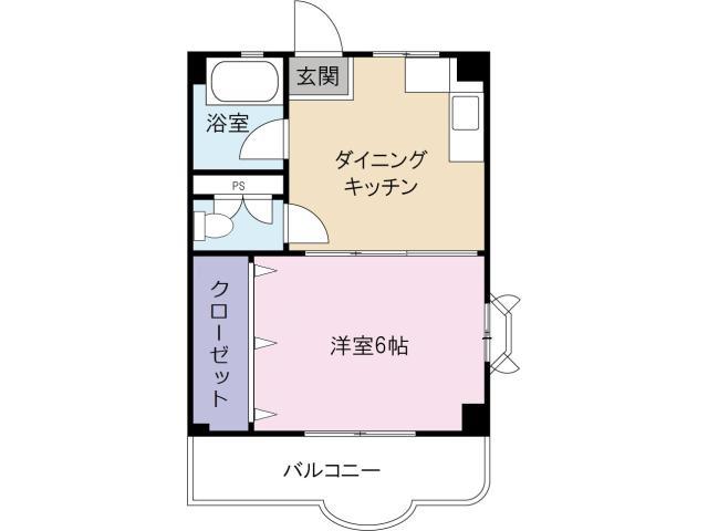 ヴィラージュ末広(1DK/3階)の間取り写真