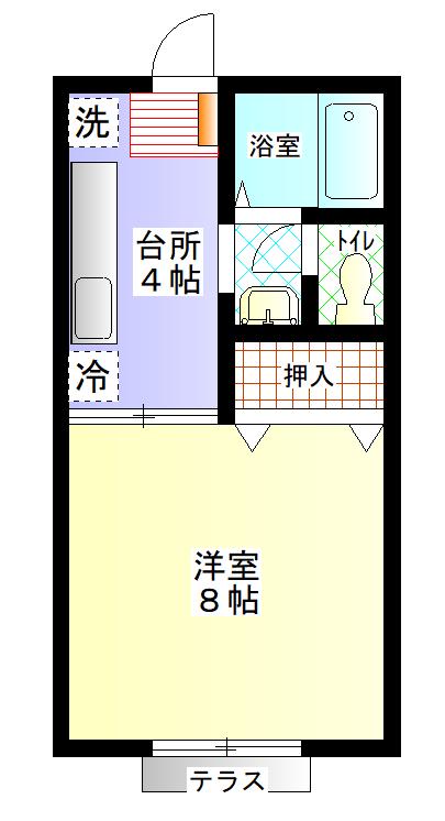 サンドヒルズA(1K/1階)の間取り写真