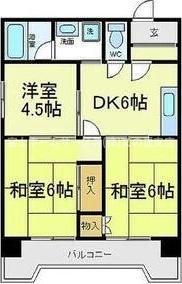 モンリベルテ天王寺(3DK/5階)の間取り写真