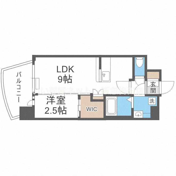 プレサンス江坂ベルフィーヌ(1LDK/9階)の間取り写真
