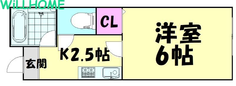 TJ内原(1K/1階)の間取り写真