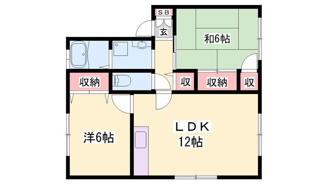 ベガ・堀町C棟(2LDK/2階)の間取り写真