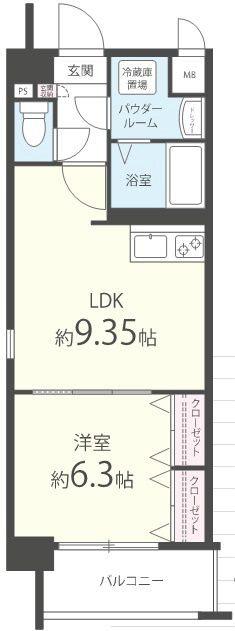ムーンリバー久留米東町(1LDK/5階)の間取り写真