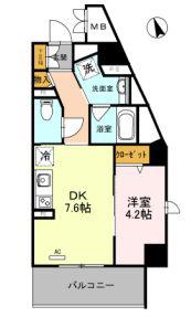 フォルテ福島(1DK/7階)の間取り写真