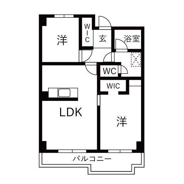 地下鉄東山線 本郷駅(愛知) 徒歩10分 7階建 築47年(2LDK/7階)の間取り写真