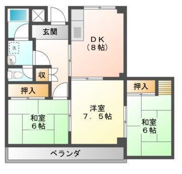門前ビル(3LDK/9階)の間取り写真