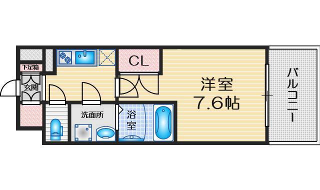 WGB江坂(1K/6階)の間取り写真