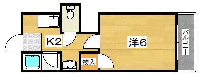 ハイツカトレア(1K/2階)の間取り写真
