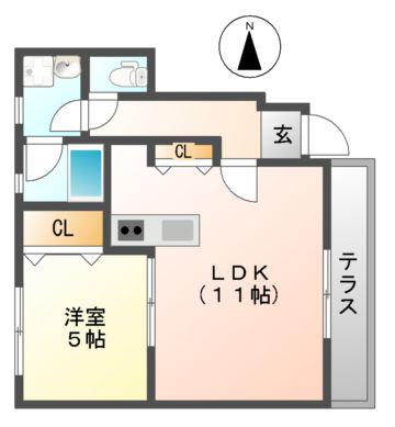 エスポワール(1LDK/1階)の間取り写真