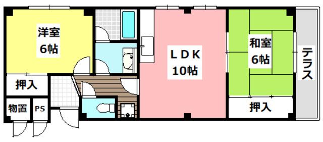 イーストコート沢良宜(2LDK/1階)の間取り写真