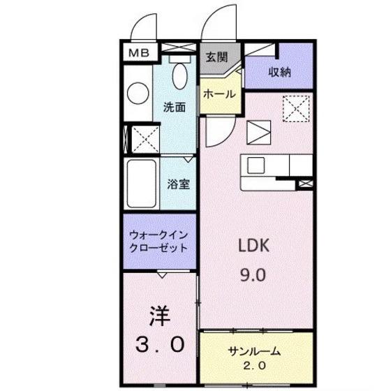 グレイスタウンC(1LDK/1階)の間取り写真