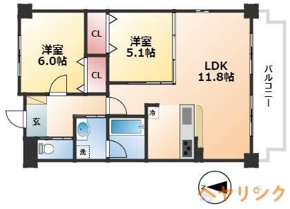 グレイス17(2LDK/3階)の間取り写真
