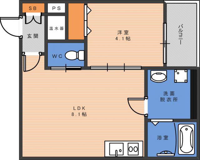 ローズガーデン矢田(1LDK/2階)の間取り写真