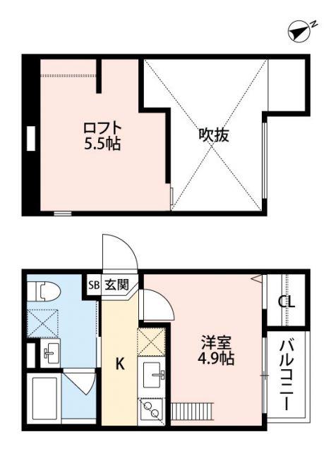 サンテラス住之江公園(1K/2階)の間取り写真