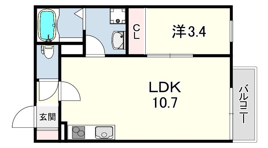 リブレメゾン東鳴尾1(1LDK/1階)の間取り写真