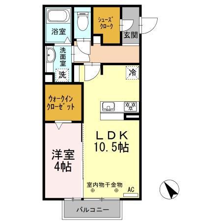 アヴニールN(1LDK/2階)の間取り写真