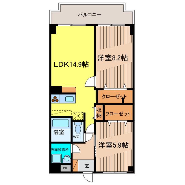 プランドールM(2LDK/3階)の間取り写真