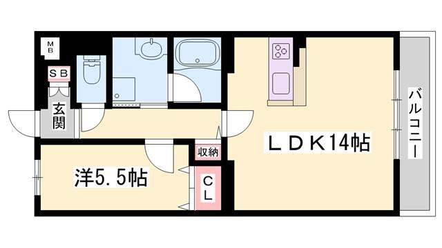エスペーロ青山北(1LDK/1階)の間取り写真