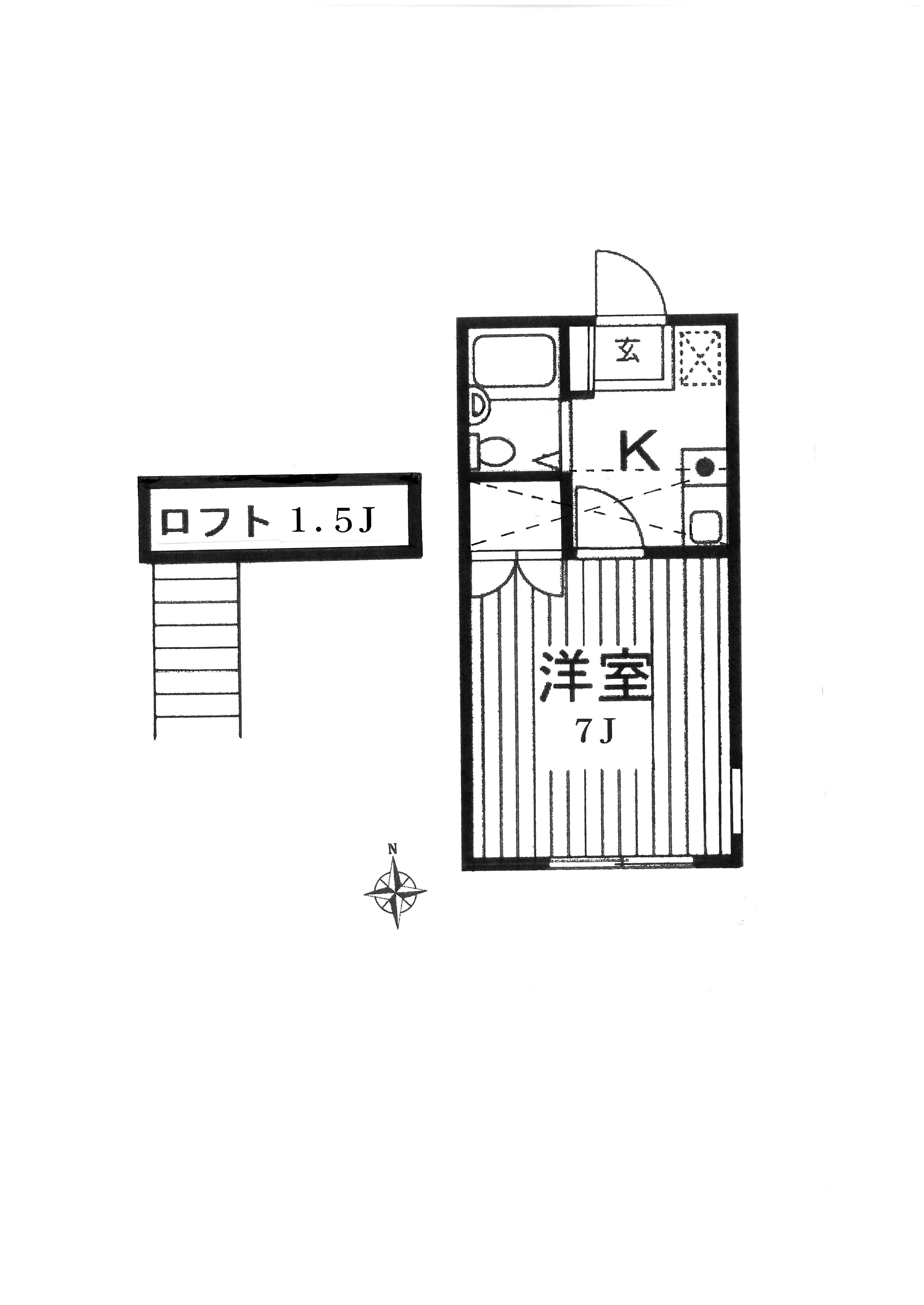 フラッツワン(1K/1階)の間取り写真