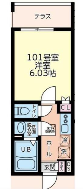 フルセイル中山Ⅱ(1K/1階)の間取り写真