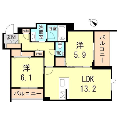SHA MAISON GARDENS 水笠(2LDK/3階)の間取り写真