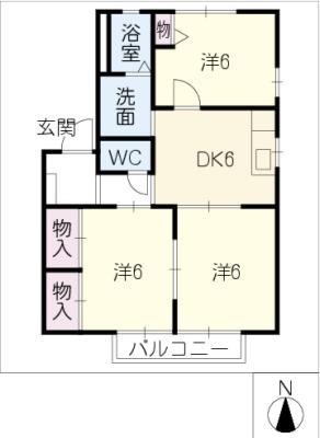リヴェールミノワ(3DK/1階)の間取り写真