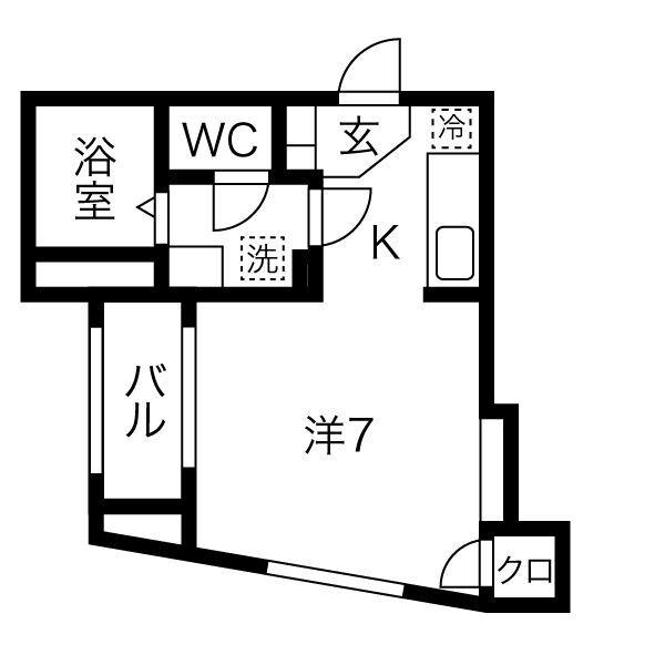 IL MIO CAMPO(ワンルーム/1階)の間取り写真