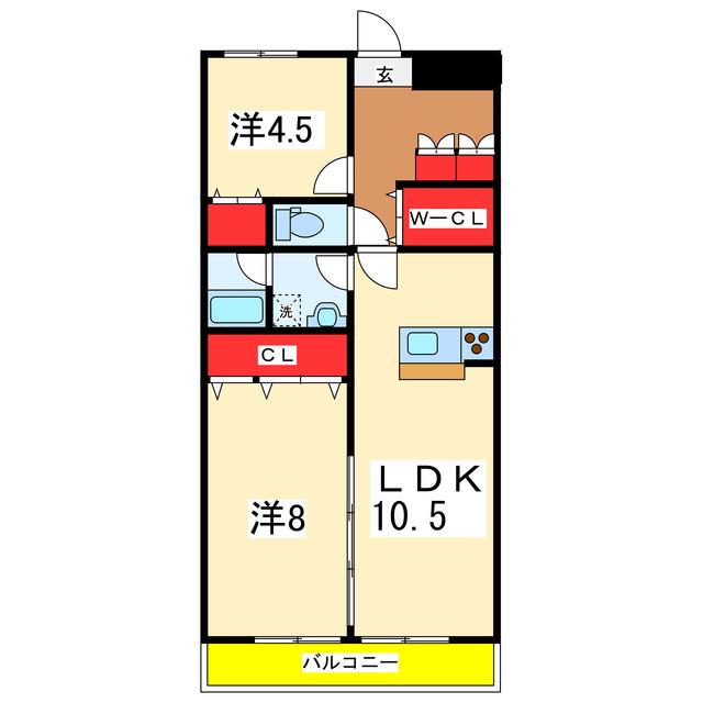 アドラブール文京町(2LDK/8階)の間取り写真