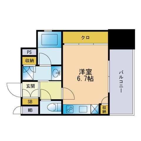 ヴィラージュ高宮ストリート(ワンルーム/8階)の間取り写真