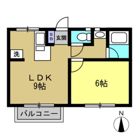 メゾンマッシュ(1LDK/2階)の間取り写真