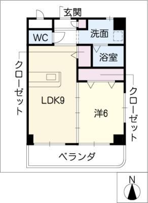 ウィンドウズV(1LDK/4階)の間取り写真