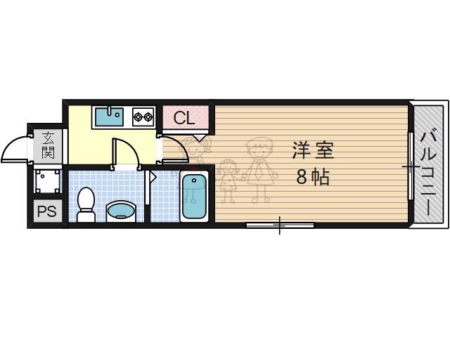CO.LABO天王寺(1K/7階)の間取り写真