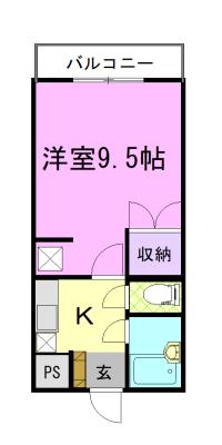カスティールイン宇都宮(1K/2階)の間取り写真