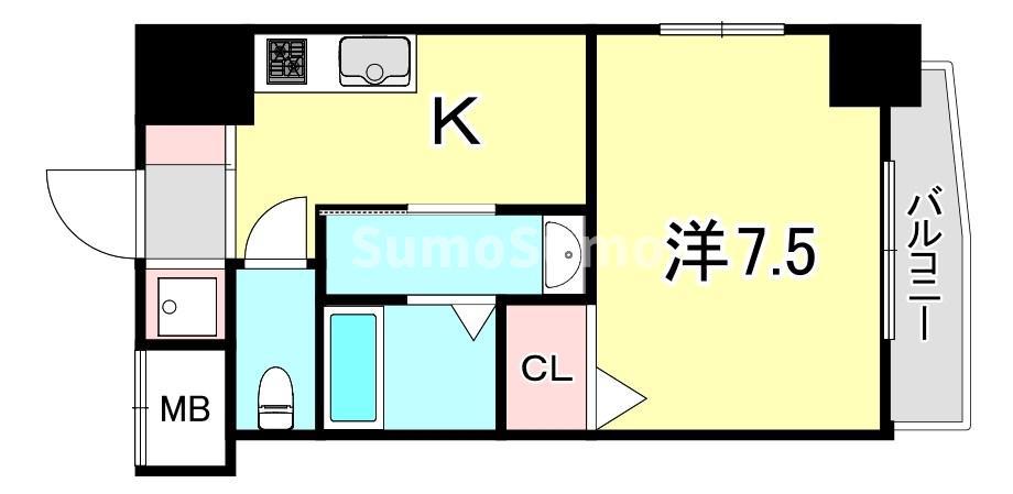 メインステージ須磨(1K/12階)の間取り写真