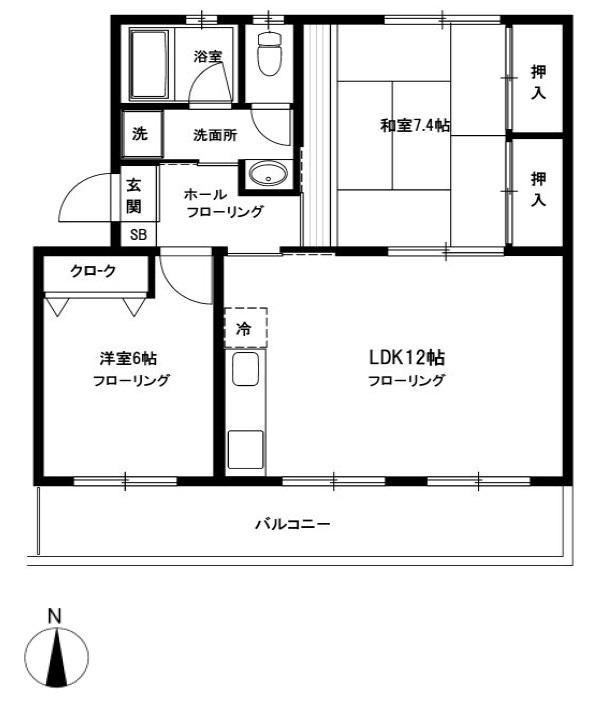 ノーブルハイツ市川菅野1号棟(2LDK/2階)の間取り写真