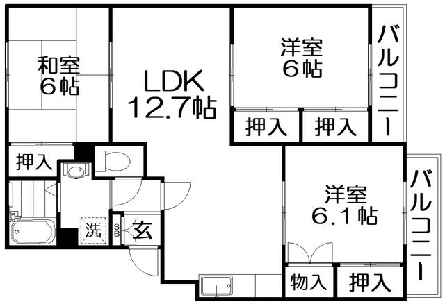 トリヴァンベール星田(3LDK/3階)の間取り写真